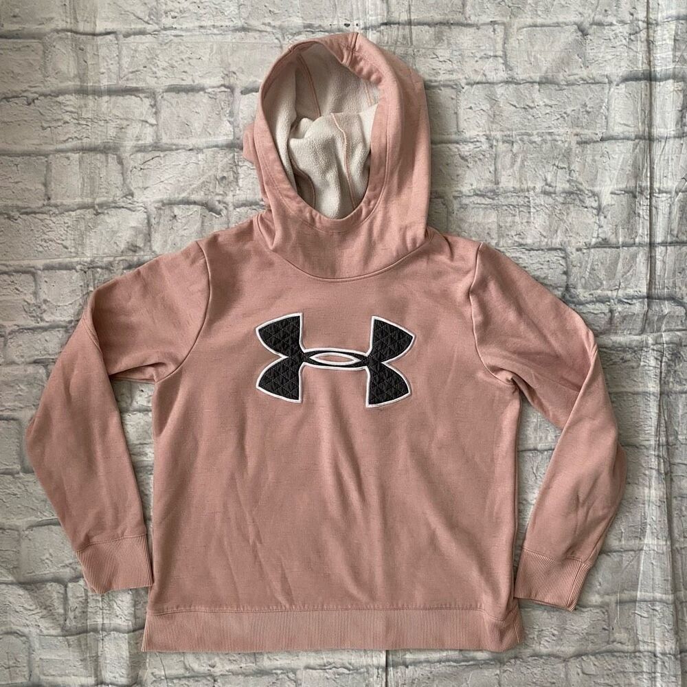 Under Armour women M coldgear loose fit pullover hoodie pink
